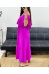 ROBE LONGUE A VOLANTS PE1645 MAUVE
