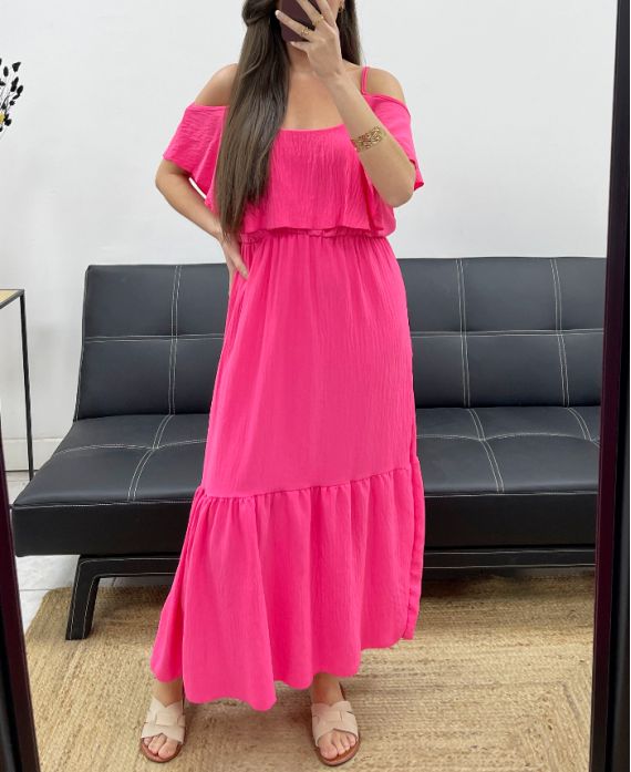 MAXI ABITO VOLANT SS1645 FUCSIA