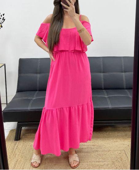 MAXI ABITO VOLANT SS1645 FUCSIA
