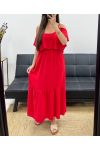 LANGES RÜSCHENKLEID FS1645 ROT