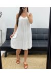AUSGESTELLTES KLEID MIT DURCHBROCHENEM AUSSCHNITT SS1147 WEISS