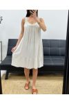 AUSGESTELLTES KLEID MIT DURCHBROCHENEM AUSSCHNITT PE1147 BEIGE