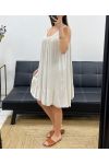 AUSGESTELLTES KLEID MIT DURCHBROCHENEM AUSSCHNITT PE1147 BEIGE
