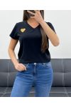 T-SHIRT CUORE IN COTONE ORO PE2291 NERA