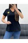 T-SHIRT CUORE IN COTONE ORO PE2291 NERA