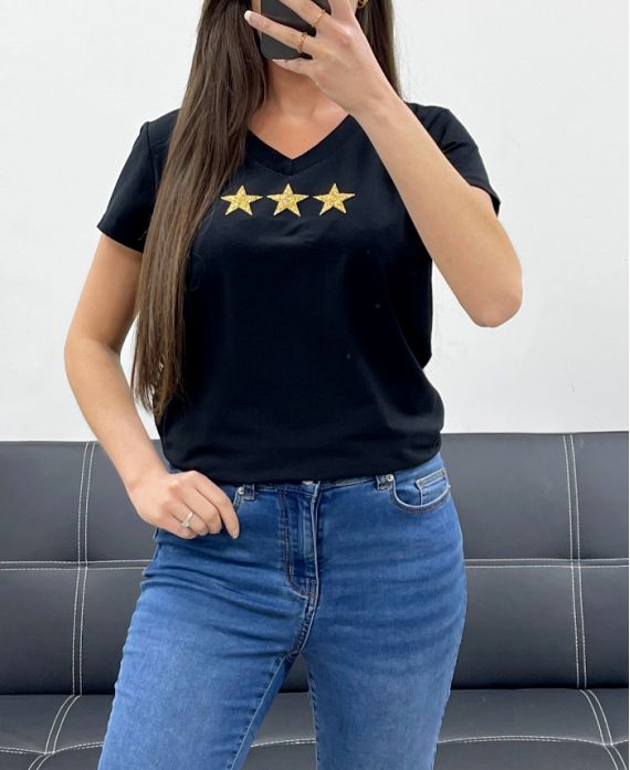 T-SHIRT IN COTONE ETOILE GOLD PE2293 NERO