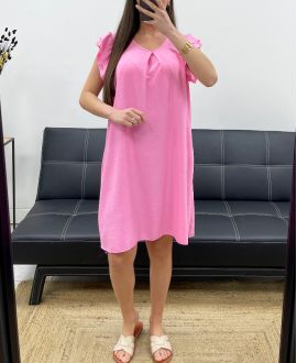 FLIESSENDES KLEID MIT RÜSCHENÄRMELN SS807 PINK
