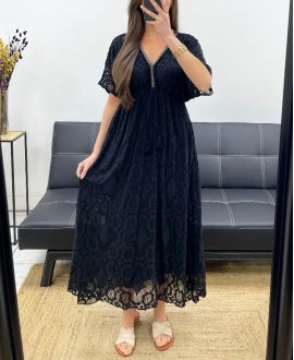 "BOHEMIAN COLLECTION" LANGES SPITZENKLEID PE2279 SCHWARZ