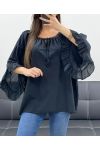 PE2250 TUNICA IN MUSSOLA DI COTONE NERA