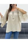 PE2250 TUNICA IN MUSSOLA DI COTONE BEIGE