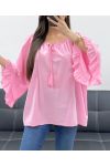 PE2250 TUNICA IN MUSSOLA DI COTONE ROSA
