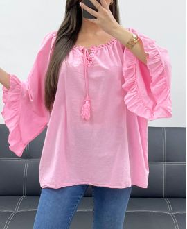 PE2250 TUNICA IN MUSSOLA DI COTONE ROSA