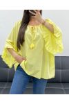 TUNIQUE EN MOUSSELINE DE COTON PE2250 JAUNE