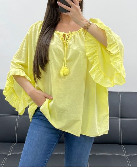 PE2250 GELE KATOENEN MOUSSELINE TUNIEK