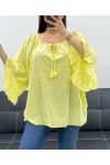 TUNIQUE EN MOUSSELINE DE COTON PE2250 JAUNE