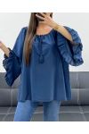 TUNIQUE EN MOUSSELINE DE COTON PE2250 BLEU MARINE