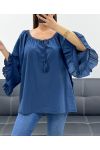 PE2250 TUNICA IN MUSSOLA DI COTONE BLU NAVY