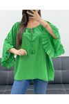 TUNIQUE EN MOUSSELINE DE COTON PE2250 VERT