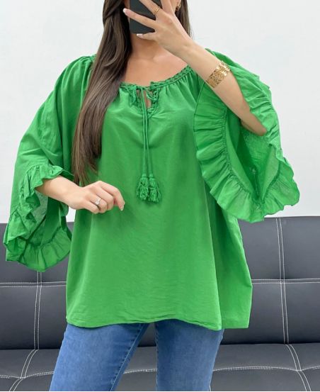 TUNIQUE EN MOUSSELINE DE COTON PE2250 VERT
