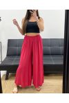 PANTALONE AMPIO E FLUIDO IN VISCOSA PE1334 ROSSO BORGOGNA