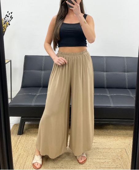 LOOSE LOOSE VISCOSE FLUID TROUSERS PE1334 MOCHA