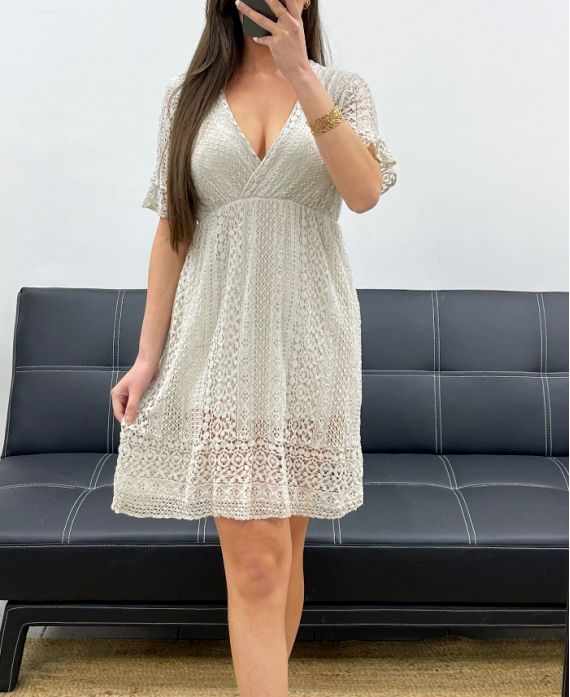 "BOHEMIAN COLLECTION" SUKIENKA KORONKOWA PE2229 BEŻOWA
