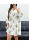 DŁUGA SUKIENKA/KOSZULA Z NADRUKIEM SS1685 KHAKI