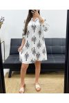LANGES BEDRUCKTES KLEID/HEMD SS1685 SCHWARZ