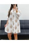 LANGES BEDRUCKTES KLEID/HEMD SS1685 TAUPE