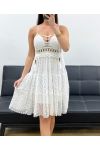 "BOHEMIAN COLLECTION" STRAPPY LACE DRESS PE2246 WHITE
