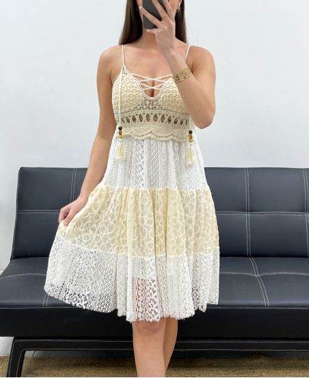 ABITO "BOHEMIAN COLLECTION" IN PIZZO/UNCINETTO PE2246 BEIGE