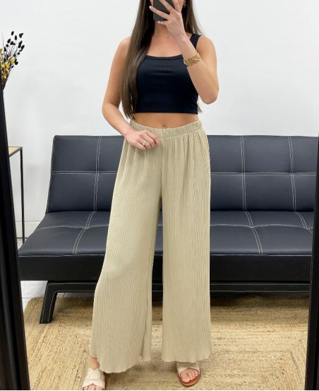 PE2260 PANTALONE PLISSETTATO BEIGE