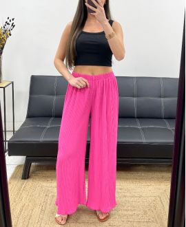 PE2260 SPODNIE PLISOWANE FUSHIA