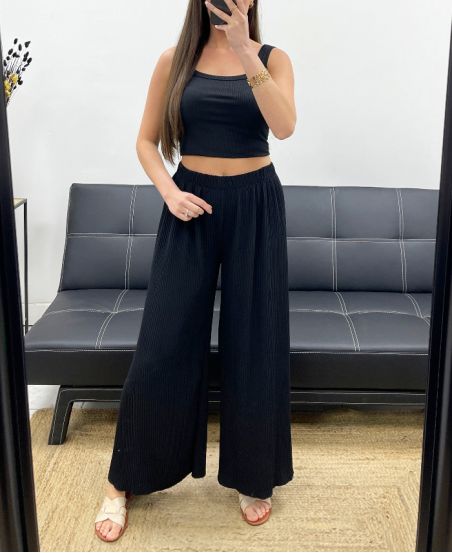 PE2260 GEPLOOIDE BROEK ZWART