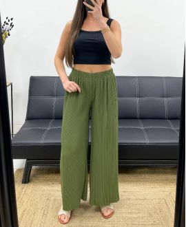 PE2260 SPODNIE PLISOWANE KHAKI