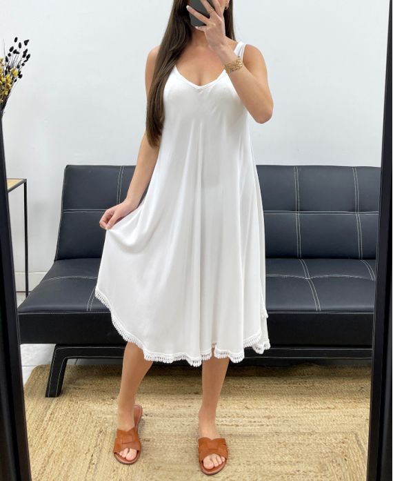 AUSGESTELLTES KLEID SPITZENSTRÜMPFE PE1182 WEISS
