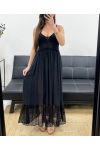 "BOHEMIAN COLLECTION" LONG CROCHET DRESS SS2257 BLACK