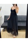 "BOHEMIAN COLLECTION" LONG CROCHET DRESS SS2257 BLACK