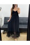 "BOHEMIAN COLLECTION" LONG CROCHET DRESS SS2257 BLACK
