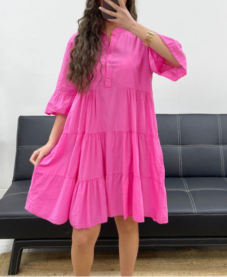 PE1166 ABITO IN COTONE FUCSIA
