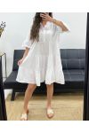 OVERSIZED COTTON CHIFFON DRESS PE1166 WHITE