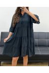 ROBE OVERSIZE EN MOUSSELINE DE COTON PE1166 NOIR