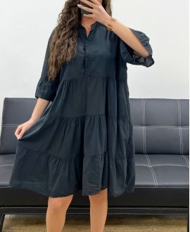 ROBE OVERSIZE EN MOUSSELINE DE COTON PE1166 NOIR