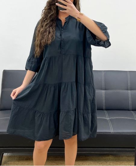 ABITO OVERSIZE IN CHIFFON DI COTONE PE1166 NERO