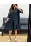 ROBE OVERSIZE EN MOUSSELINE DE COTON PE1166 NOIR
