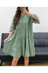 SUKIENKA Z MUŚLINU BAWEŁNIANEGO OVERSIZE PE1166 KHAKI