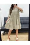 ABITO OVERSIZE IN CHIFFON DI COTONE PE1166 TAUPE