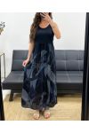 ABITO LUNGO IN COTONE STAMPATO BI-MATIRE SS1023 NERO