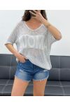PULL TRICOT AMOUR LUREX PE0166 GRIS