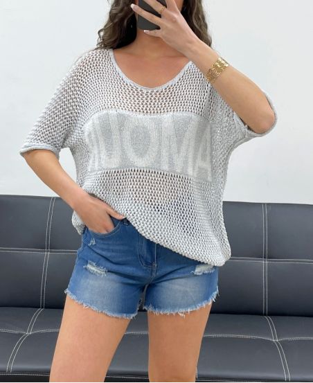 PULL TRICOT AMOUR LUREX PE0166 GRIS